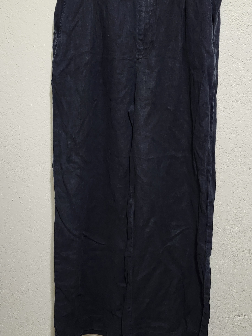 Madewell The Harlow Wide-Leg Pant 100% Linen Navy Blue Size 10